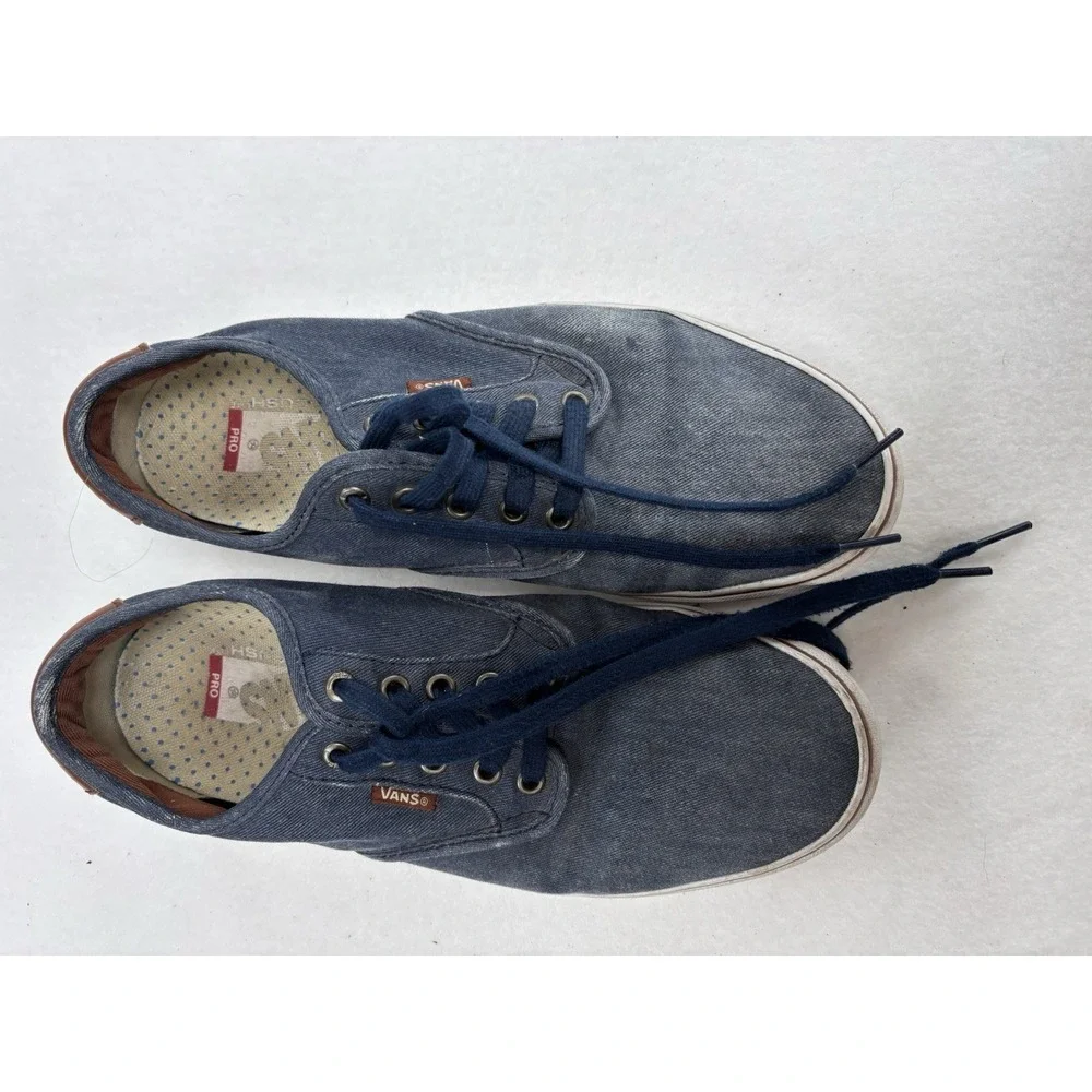 VANS Men's Blue Denim Lace-Up Casual Sneakers Round Toe US 9.5